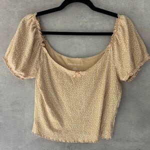 American Eagle Outfitters Tan Floral Blouse